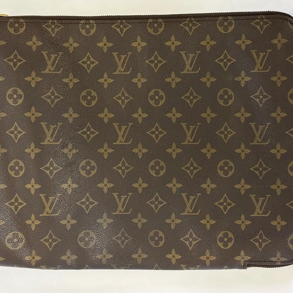 💯% Authentic LOUIS VUITTON Monogram Office Document Folio Zip Briefcase EUC